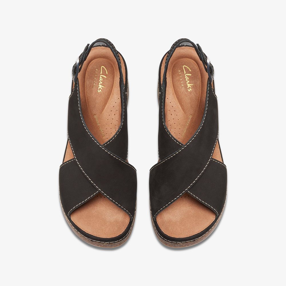 Black Nubuck Clarks Kassanda Step Women Sandals | 9307KAUQJ