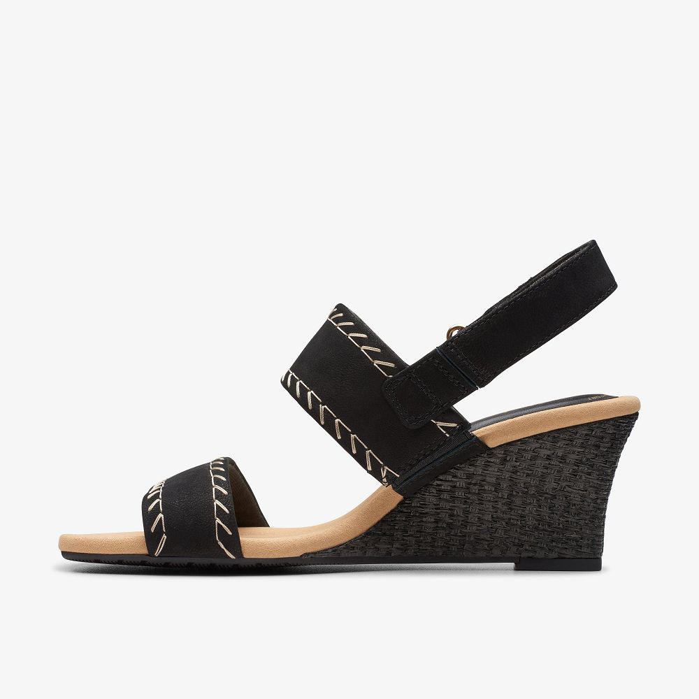 Black Nubuck Clarks Kyarra Rose Women Sandals | 4085IEMVN