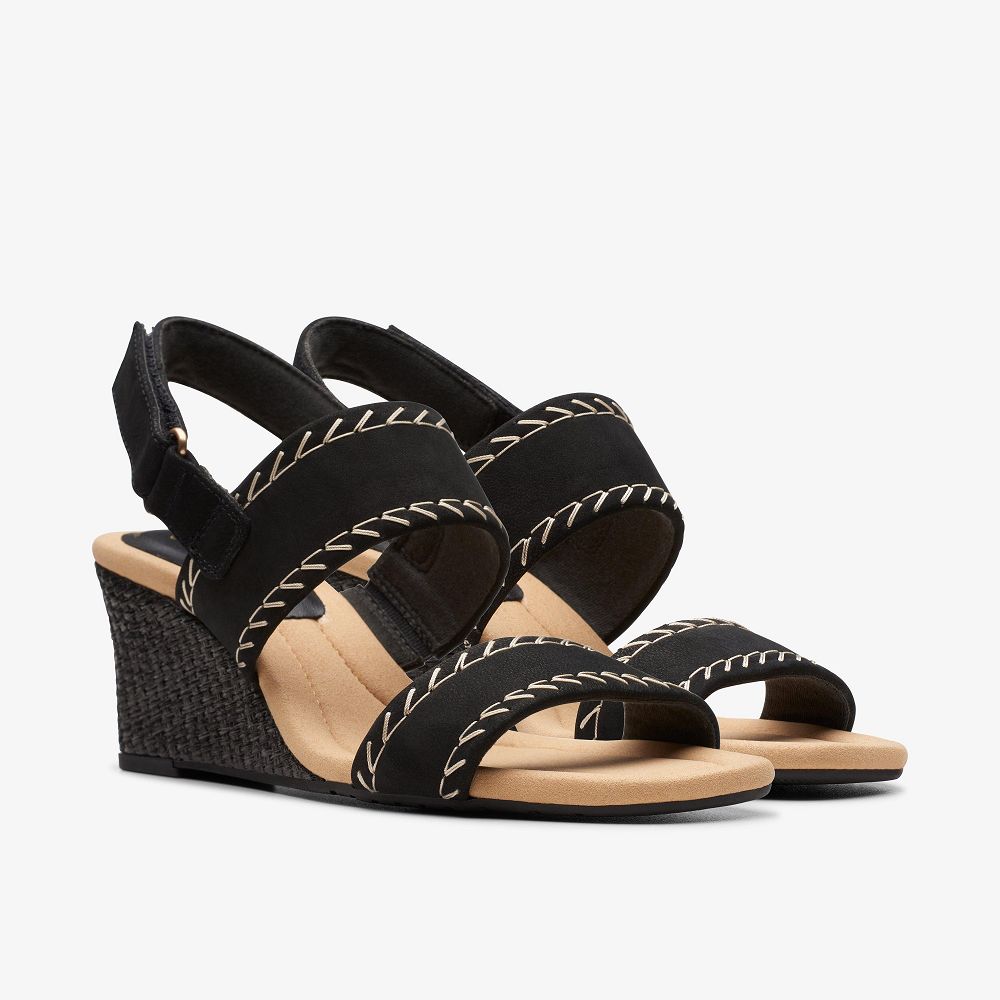 Black Nubuck Clarks Kyarra Rose Women Sandals | 4085IEMVN