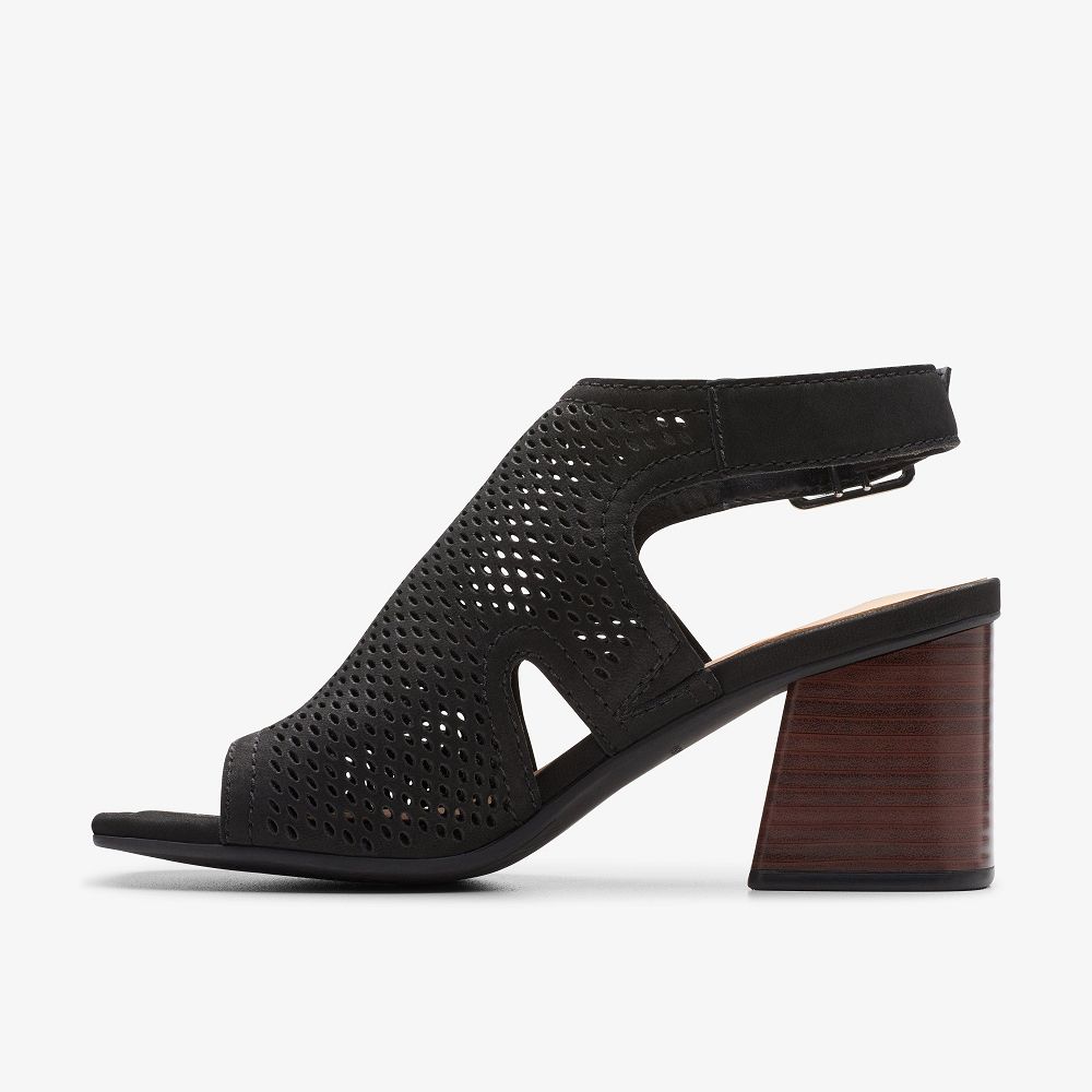 Black Nubuck Clarks Siara 65 Flow Women Sandals | 0517CSZEO