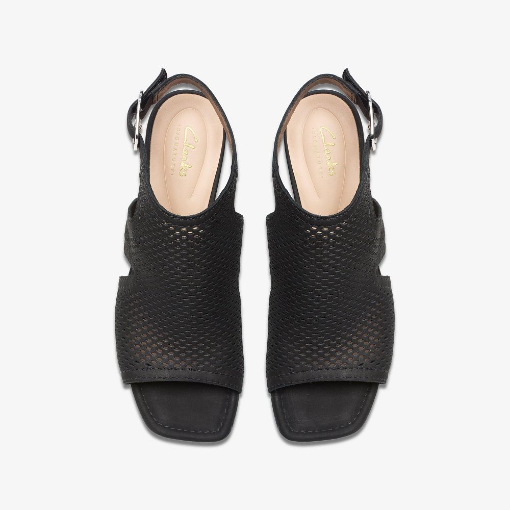 Black Nubuck Clarks Siara 65 Flow Women Sandals | 0517CSZEO