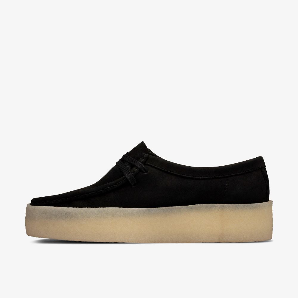 Black Nubuck Clarks Wallabee Cup Women Loafers | 0824YQEWA