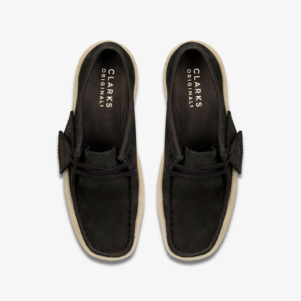 Black Nubuck Clarks Wallabee Cup Women Loafers | 0824YQEWA