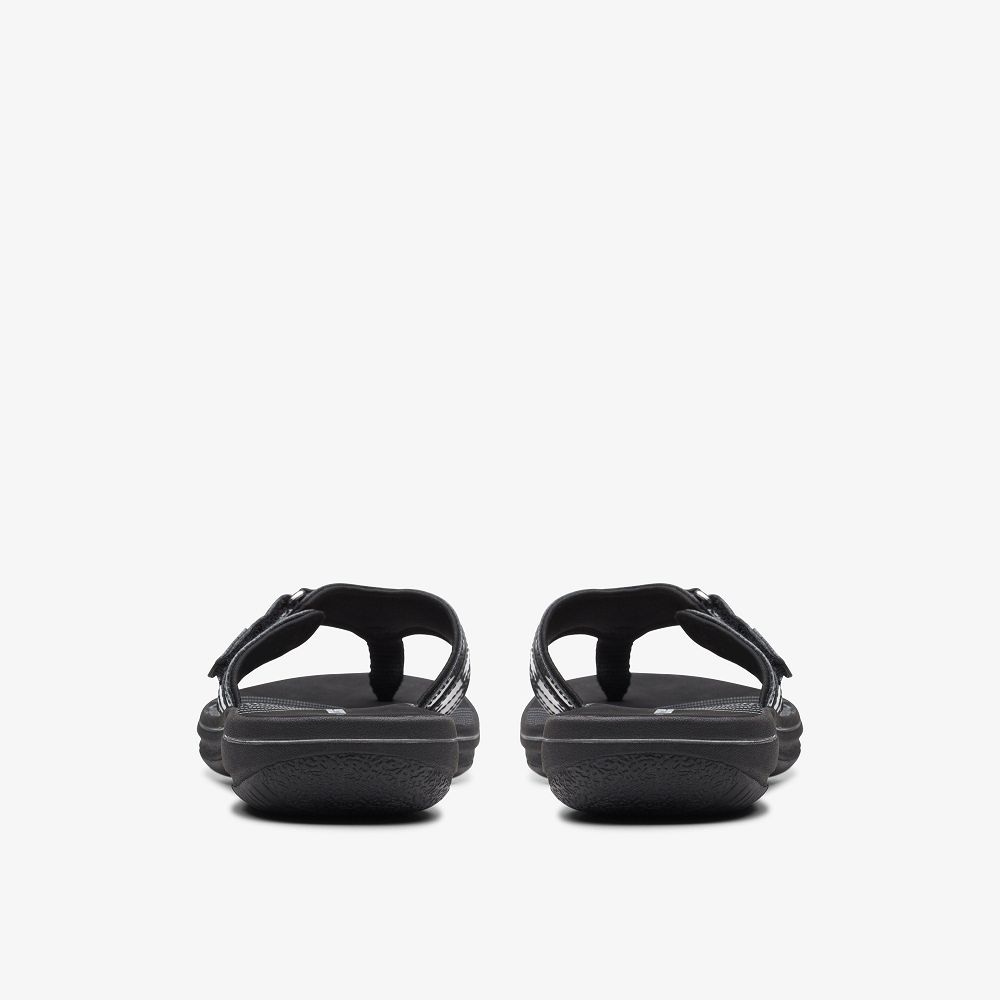 Black Patent Clarks BREEZE SEA Women Sandals | 5790LCRYK