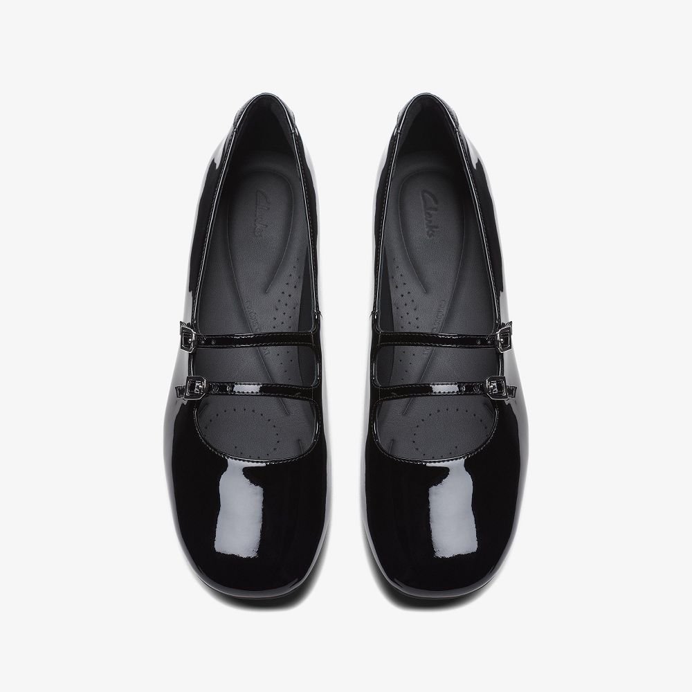 Black Patent Clarks Daiss 30 Shine Women Mary Janes | 6417WLGKT