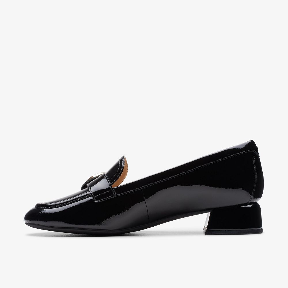 Black Patent Clarks Daiss 30 Trim Women Loafers | 7058EQIZX