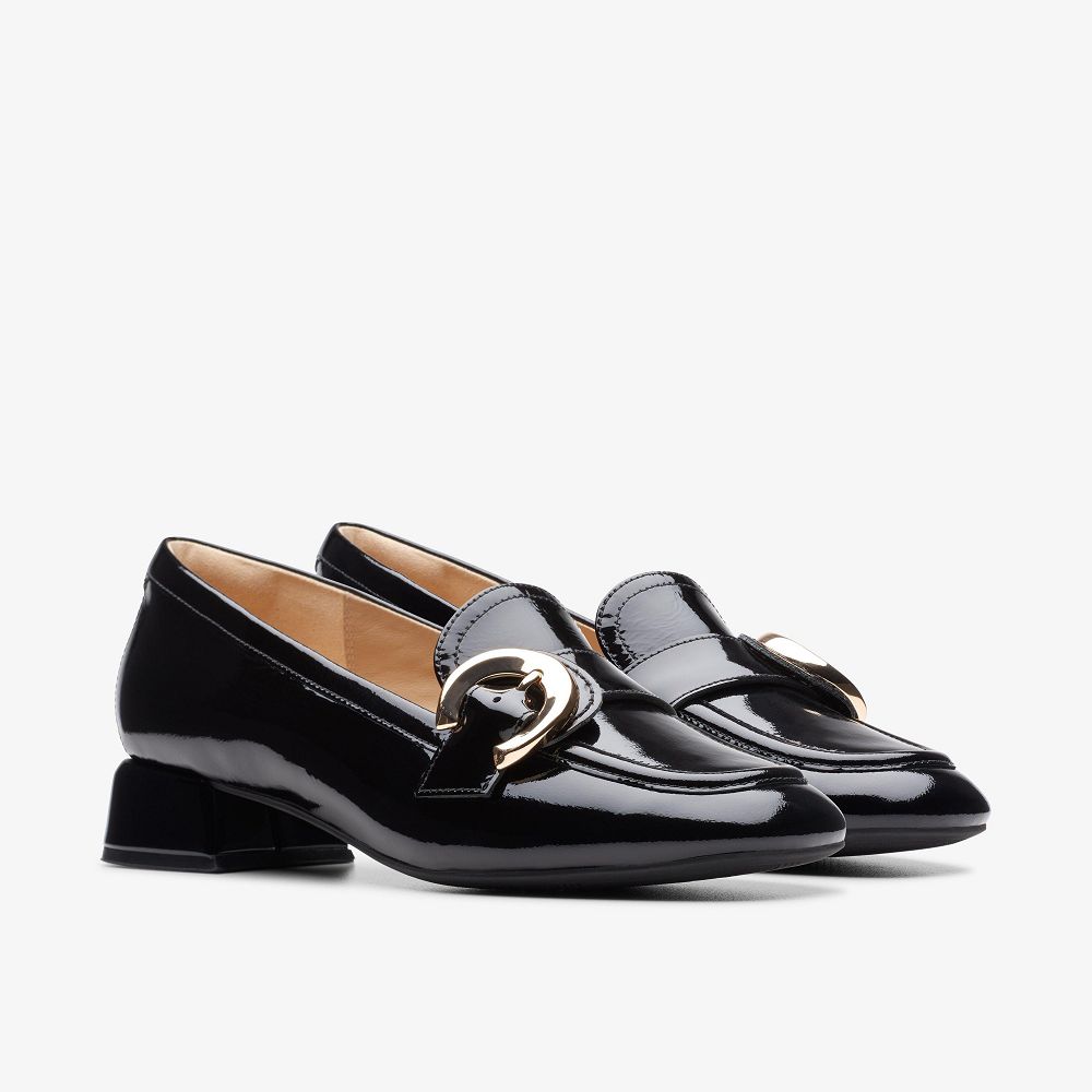 Black Patent Clarks Daiss 30 Trim Women Loafers | 7058EQIZX