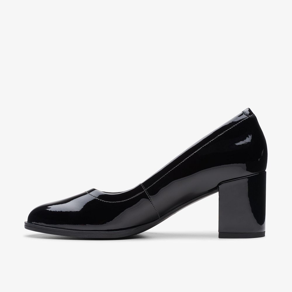 Black Patent Clarks Freva 55 Court Women Pumps | 9805DWZUC