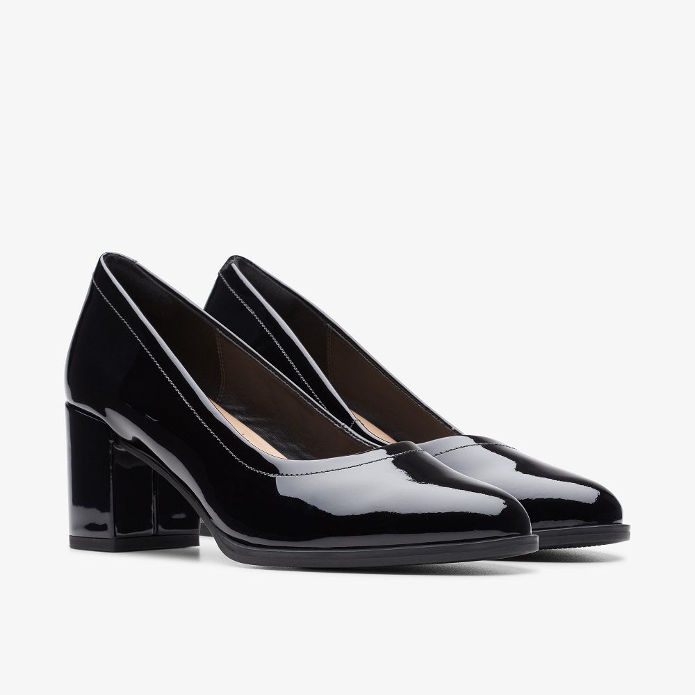 Black Patent Clarks Freva 55 Court Women Pumps | 9805DWZUC