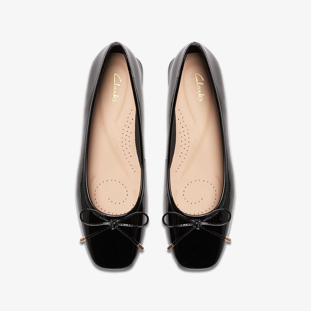 Black Patent Clarks Ubree 15 Step Women Ballet Flats | 7954MUJCZ