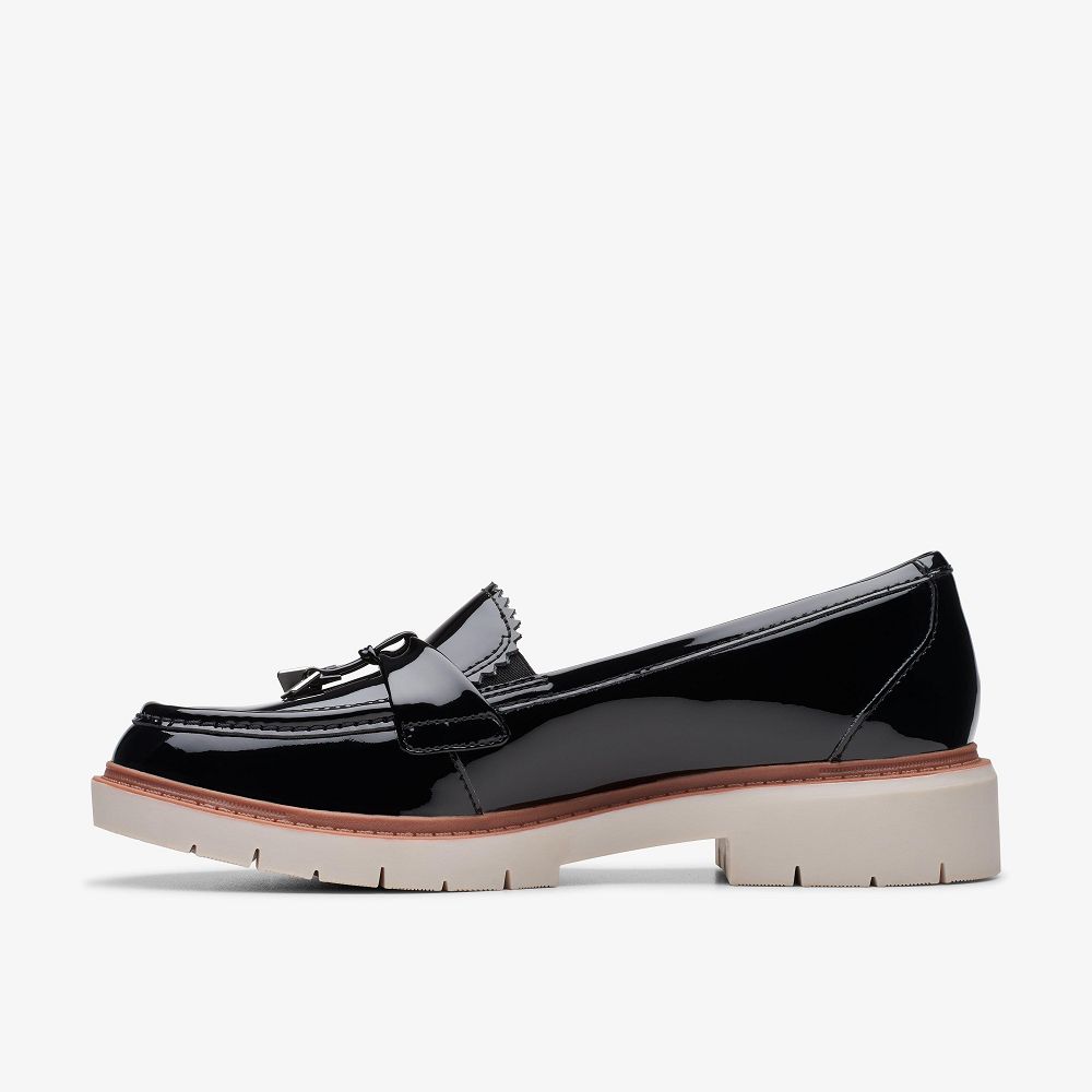 Black Patent Clarks Westlynn Bella Women Loafers | 4937BKGCH