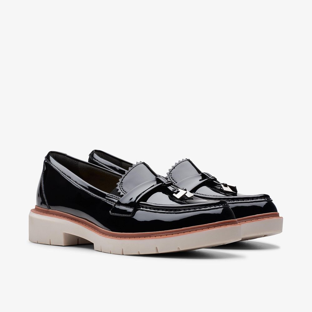 Black Patent Clarks Westlynn Bella Women Loafers | 4937BKGCH