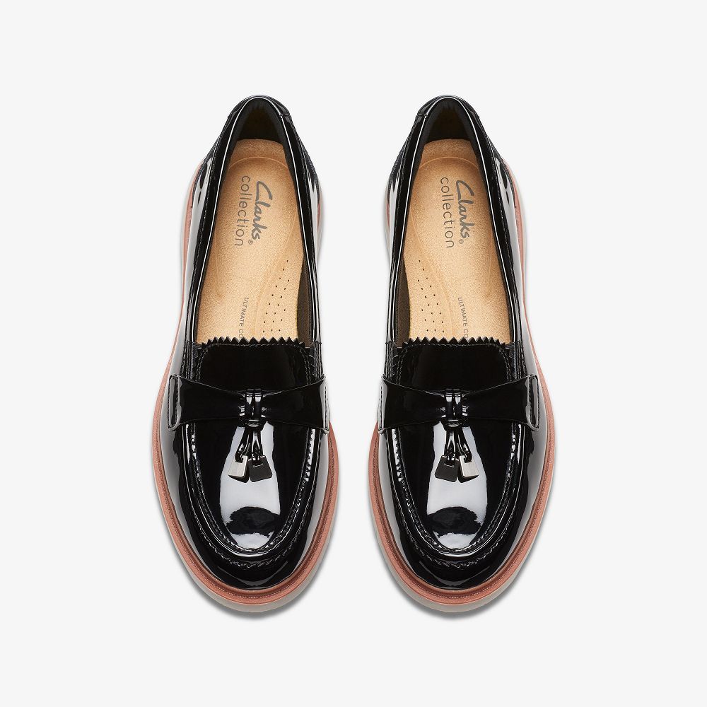 Black Patent Clarks Westlynn Bella Women Loafers | 4937BKGCH