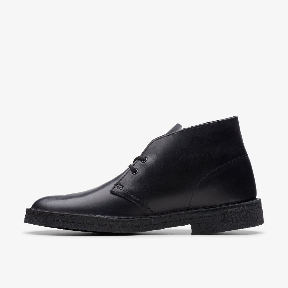 Black Polished Clarks Desert Men Boots | 7516EXOIA