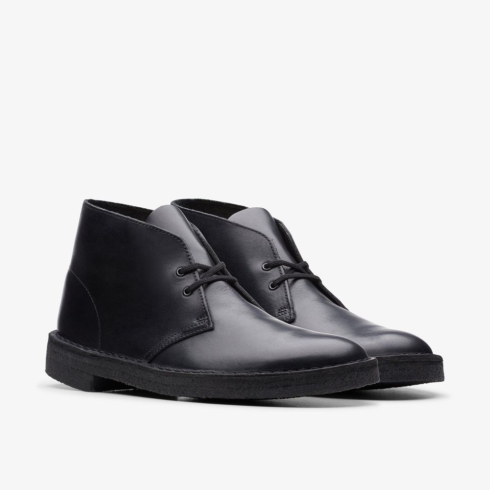 Black Polished Clarks Desert Men Boots | 7516EXOIA