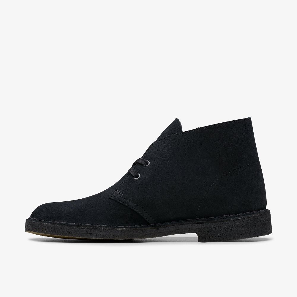 Black Suede Clarks Desert Men Boots | 0726ZUWAB