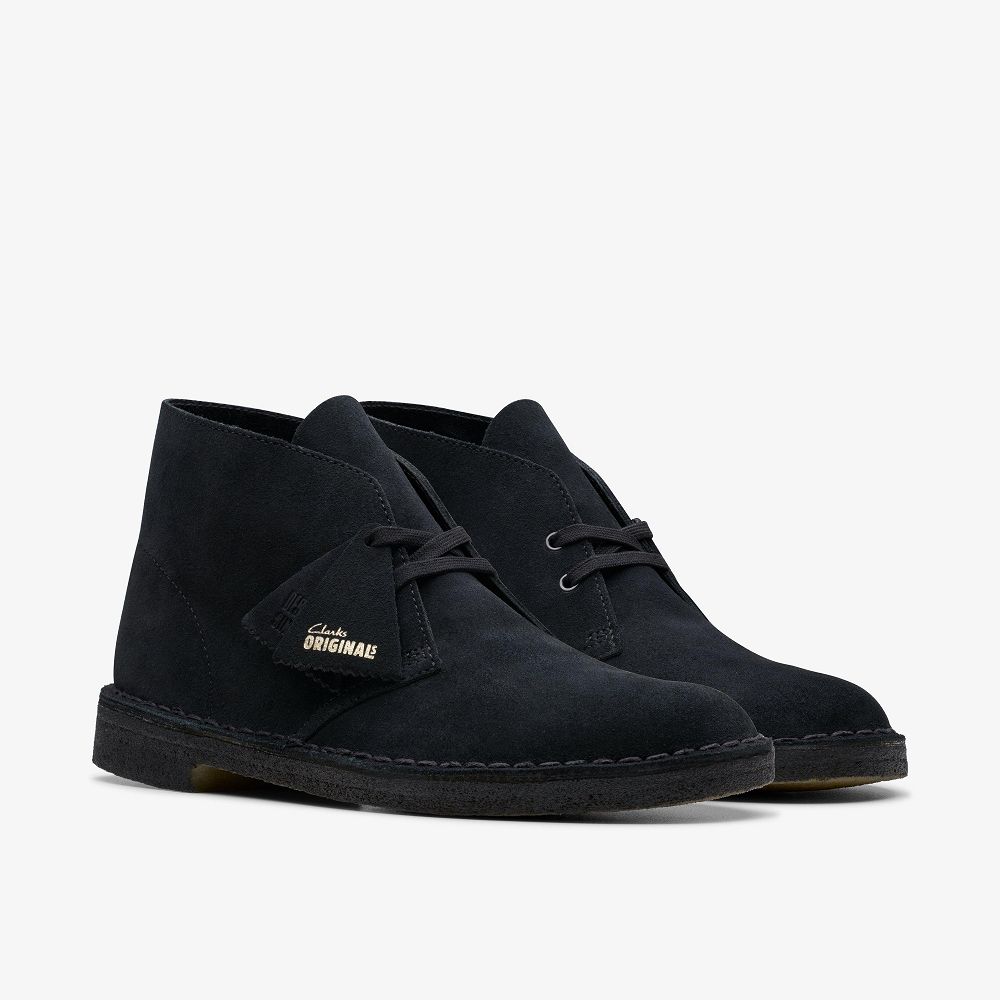 Black Suede Clarks Desert Men Boots | 0726ZUWAB