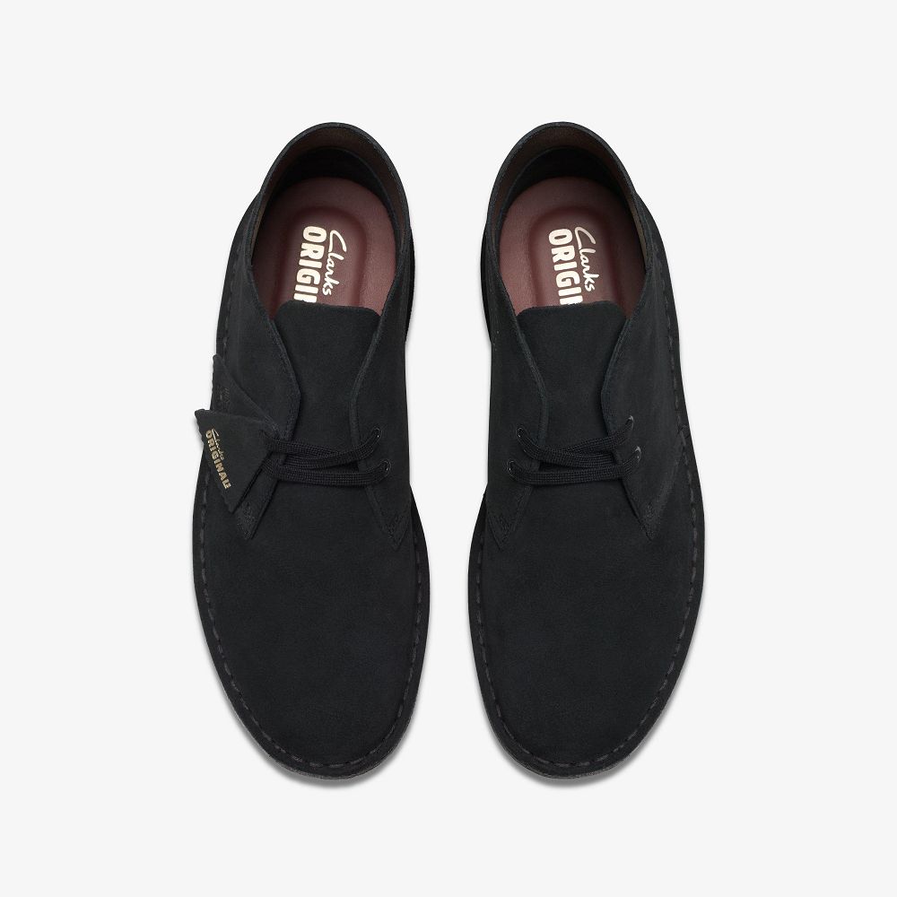 Black Suede Clarks Desert Men Boots | 0726ZUWAB