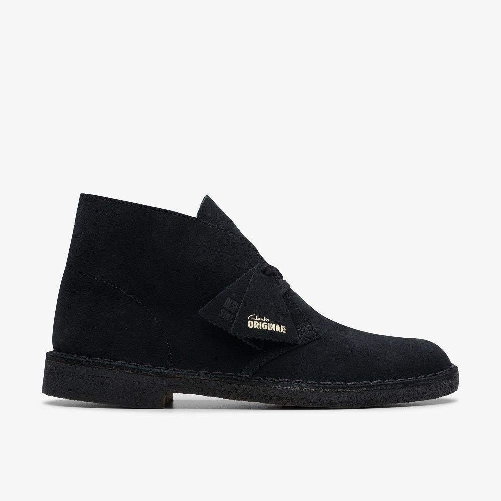 Black Suede Clarks Desert Men Boots | 0726ZUWAB