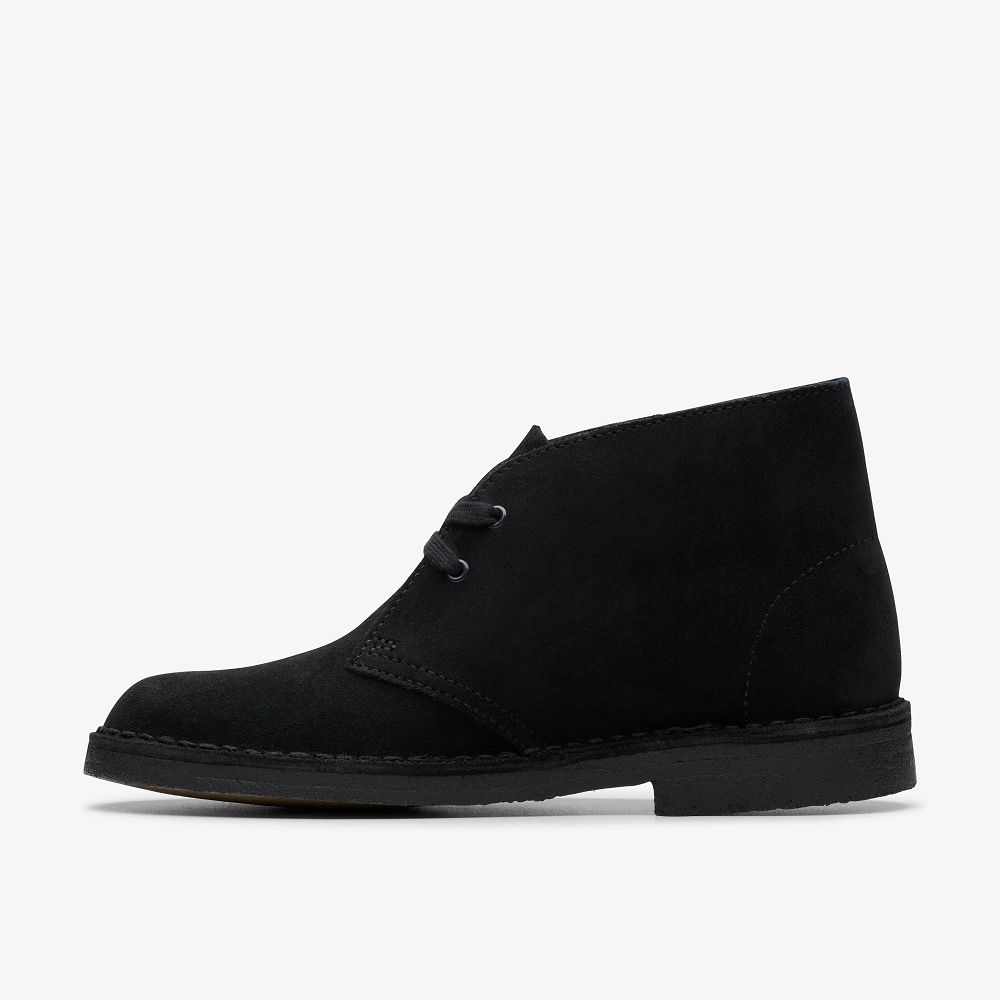 Black Suede Clarks Desert Women Boots | 1904DZJAQ