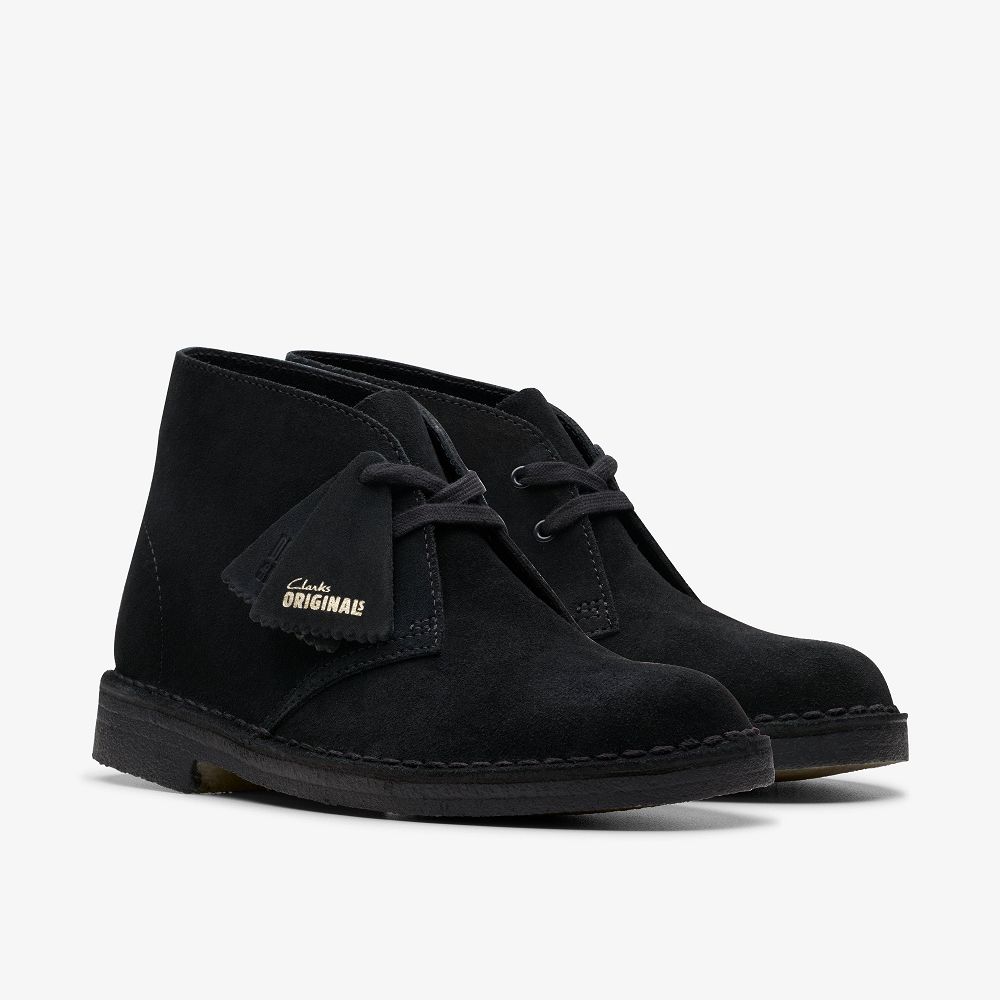 Black Suede Clarks Desert Women Boots | 1904DZJAQ