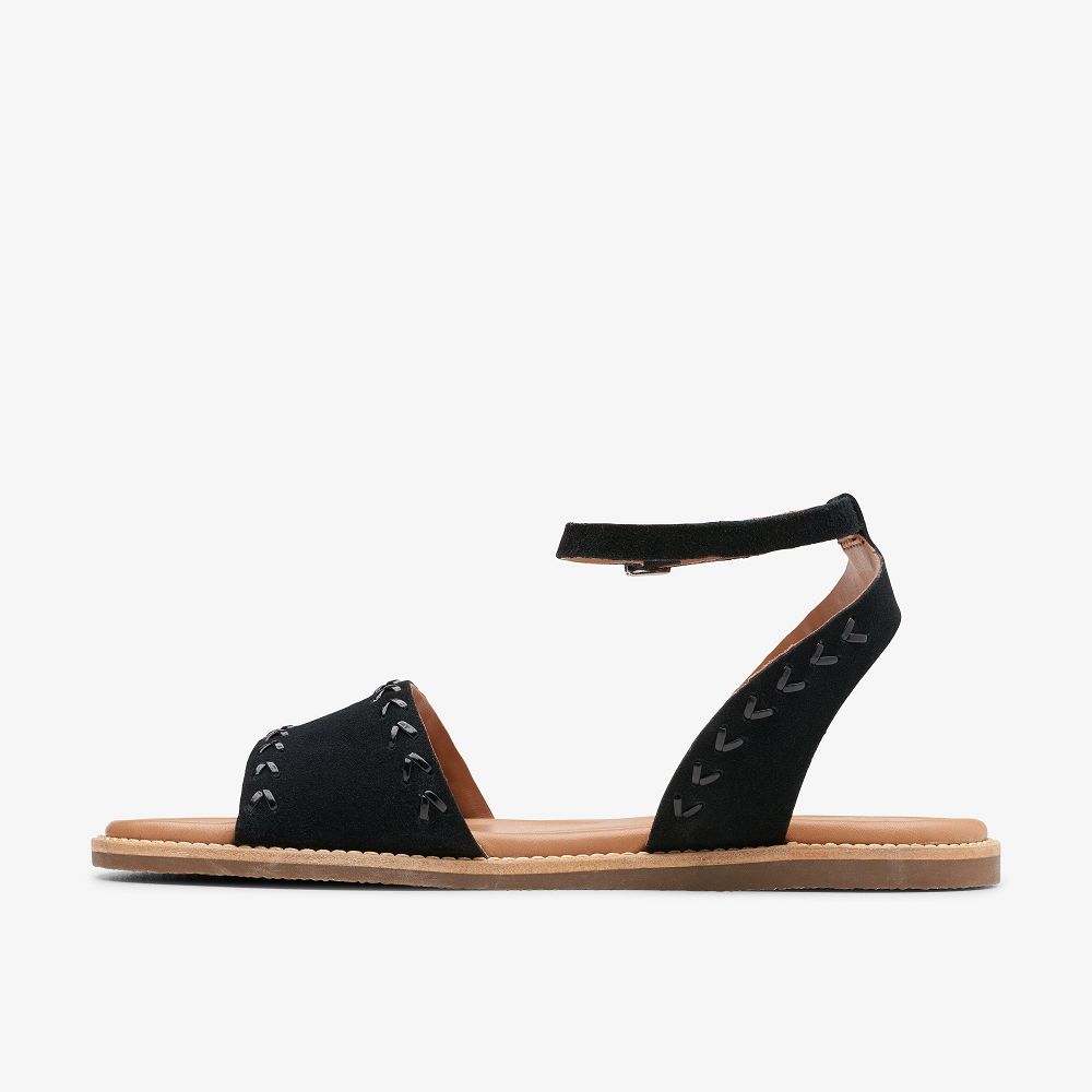 Black Suede Clarks Maritime May Women Sandals | 9413RFEVO