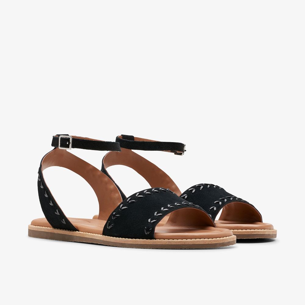 Black Suede Clarks Maritime May Women Sandals | 9413RFEVO