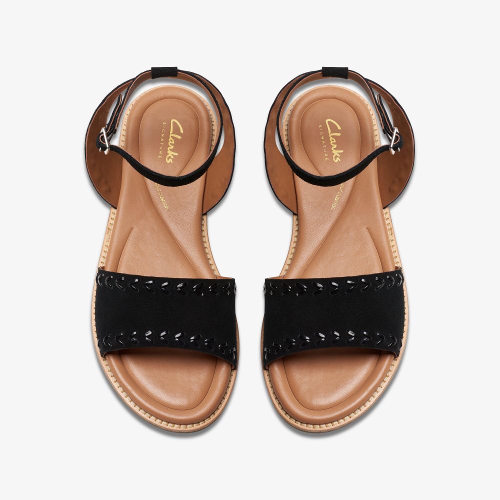 Black Suede Clarks Maritime May Women Sandals | 9413RFEVO