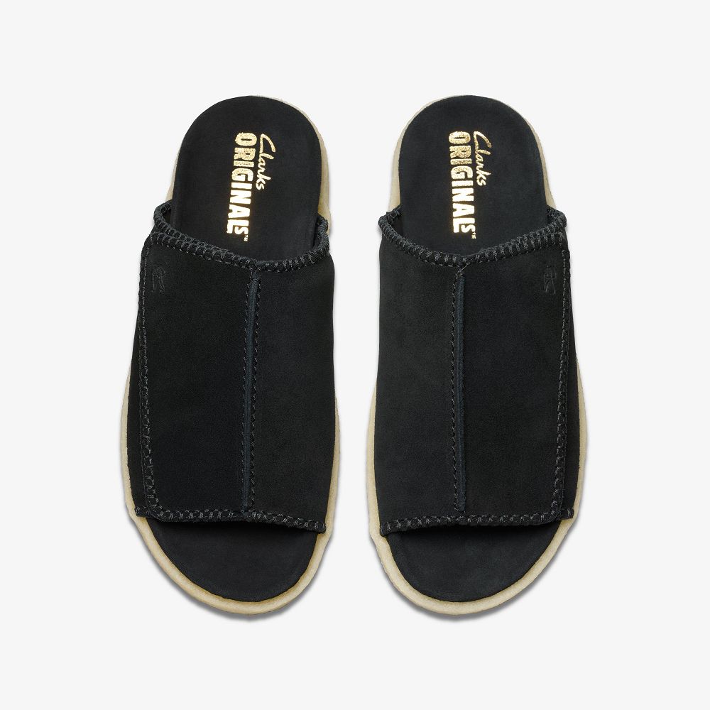 Black Suede Clarks Overleigh Men Sandals | 6019REZCD