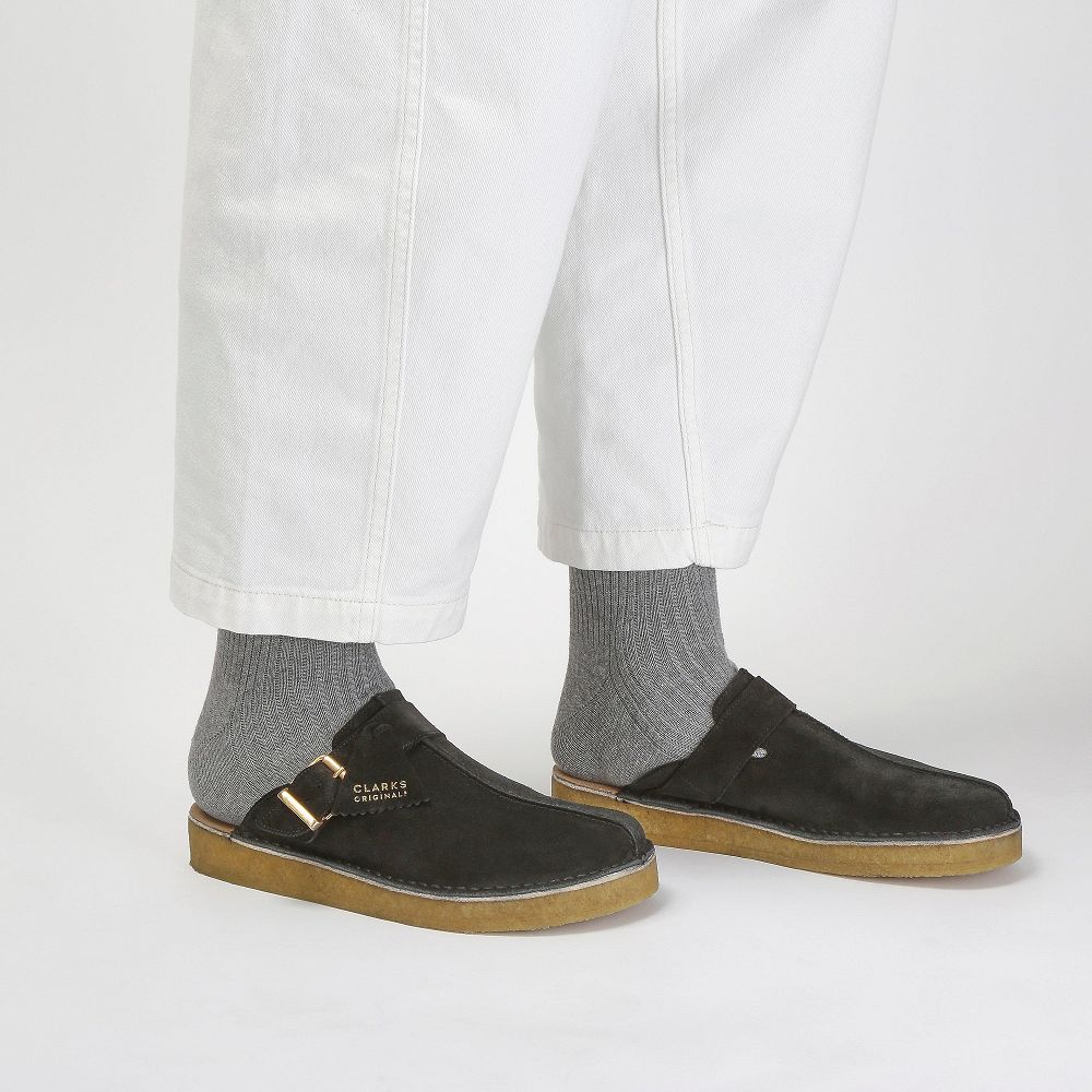 Black Suede Clarks Trek Men Mules | 8392MWTFS