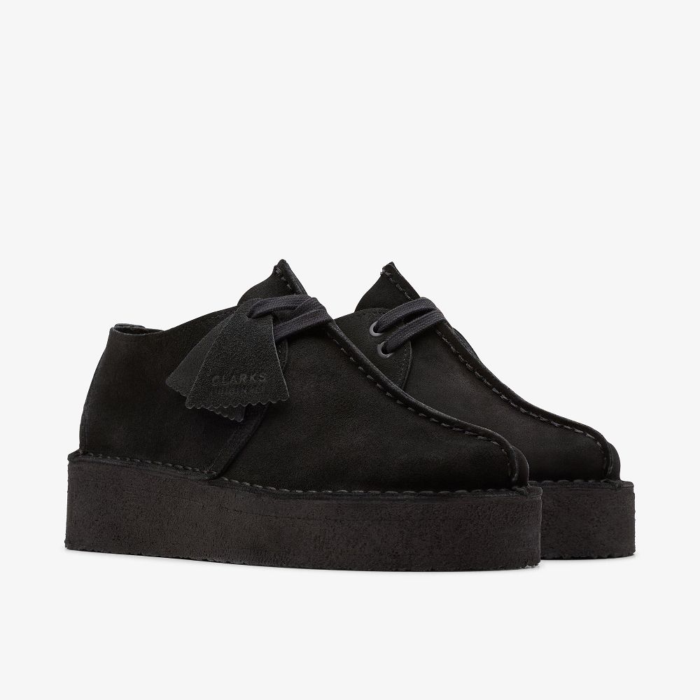 Black Suede Clarks Trek Wedge Women Boots | 0179XSVOC