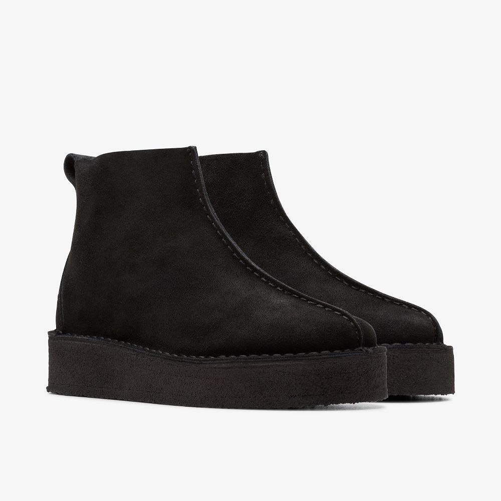 Black Suede Clarks Trek Wedge Women Boots | 2913LQVSF