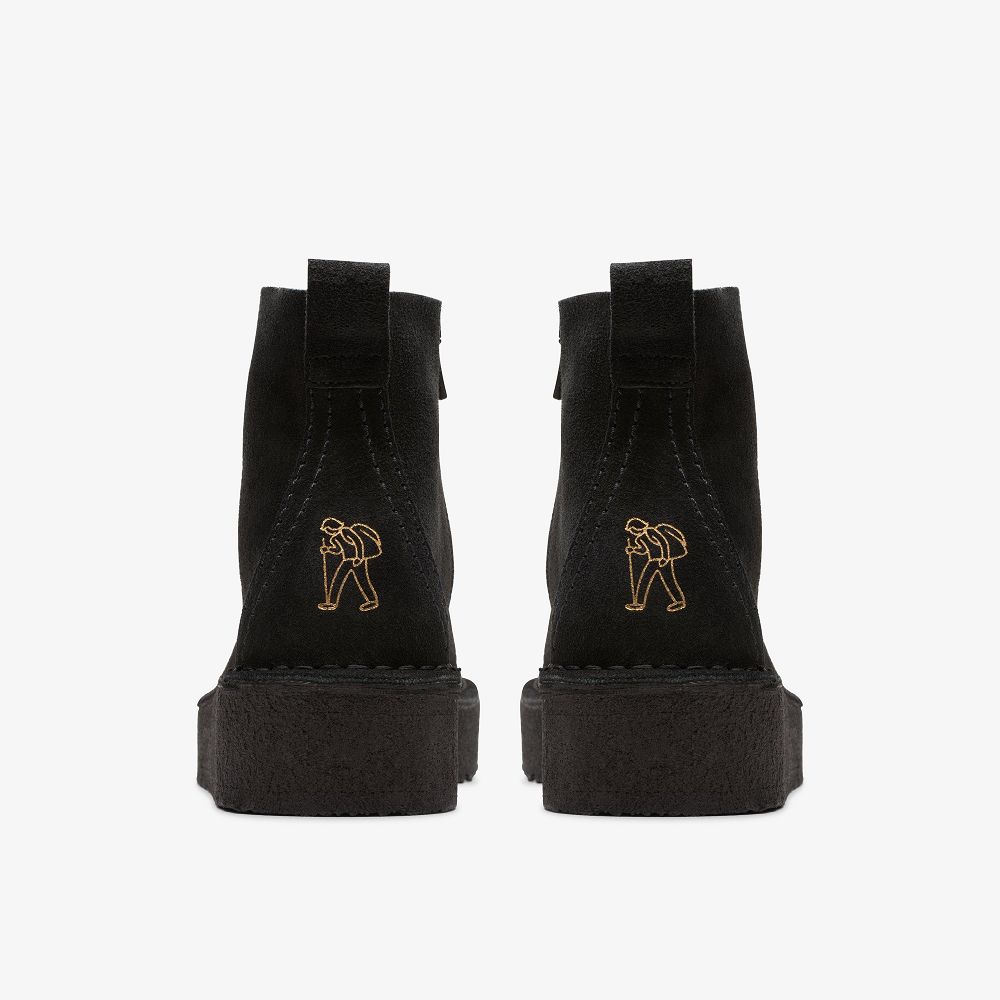 Black Suede Clarks Trek Wedge Women Boots | 2913LQVSF