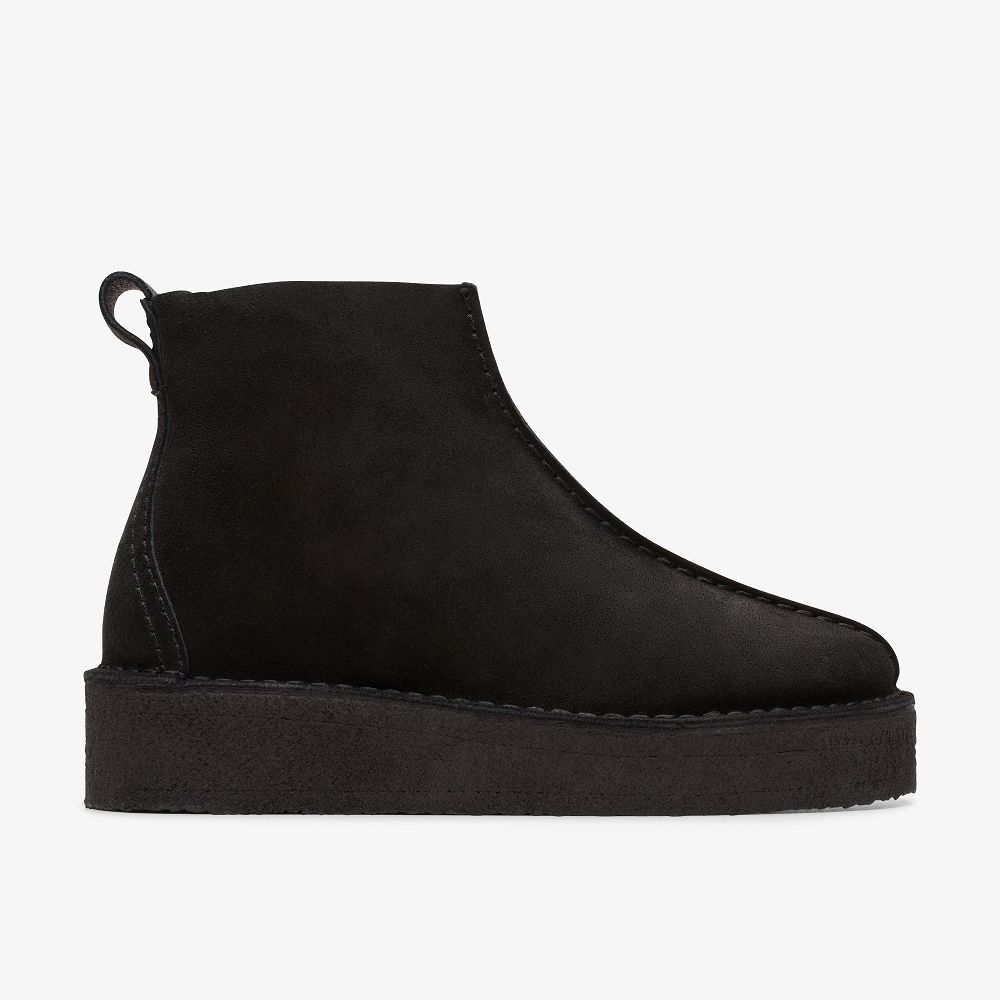 Black Suede Clarks Trek Wedge Women Boots | 2913LQVSF