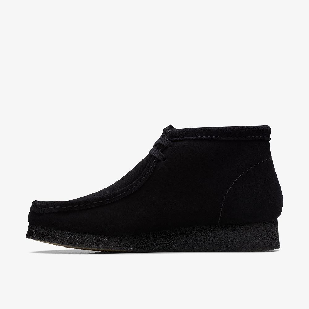 Black Suede Clarks Wallabee Men Boots | 5604BYFEV