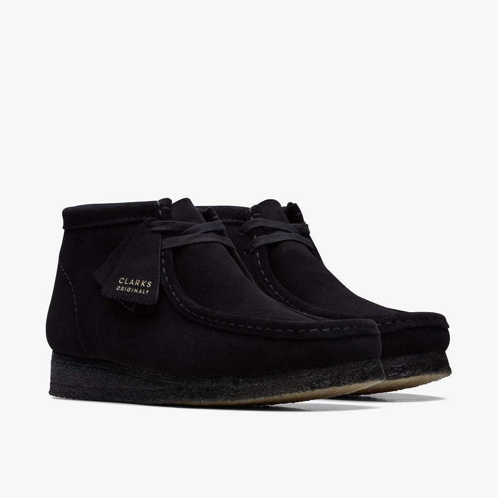 Black Suede Clarks Wallabee Men Boots | 5604BYFEV