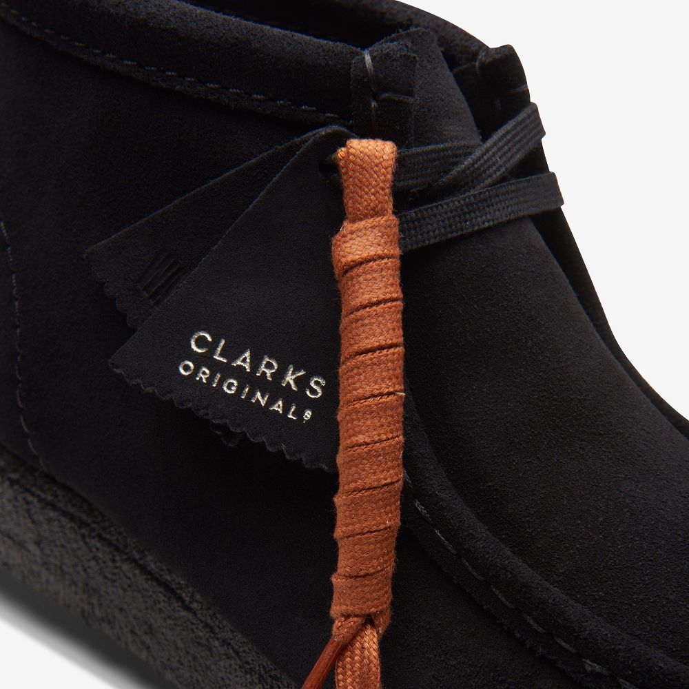 Black Suede Clarks Wallabee Men Boots | 5604BYFEV