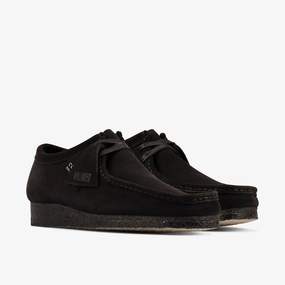 Black Suede Clarks Wallabee Men Loafers | 3950VECQL