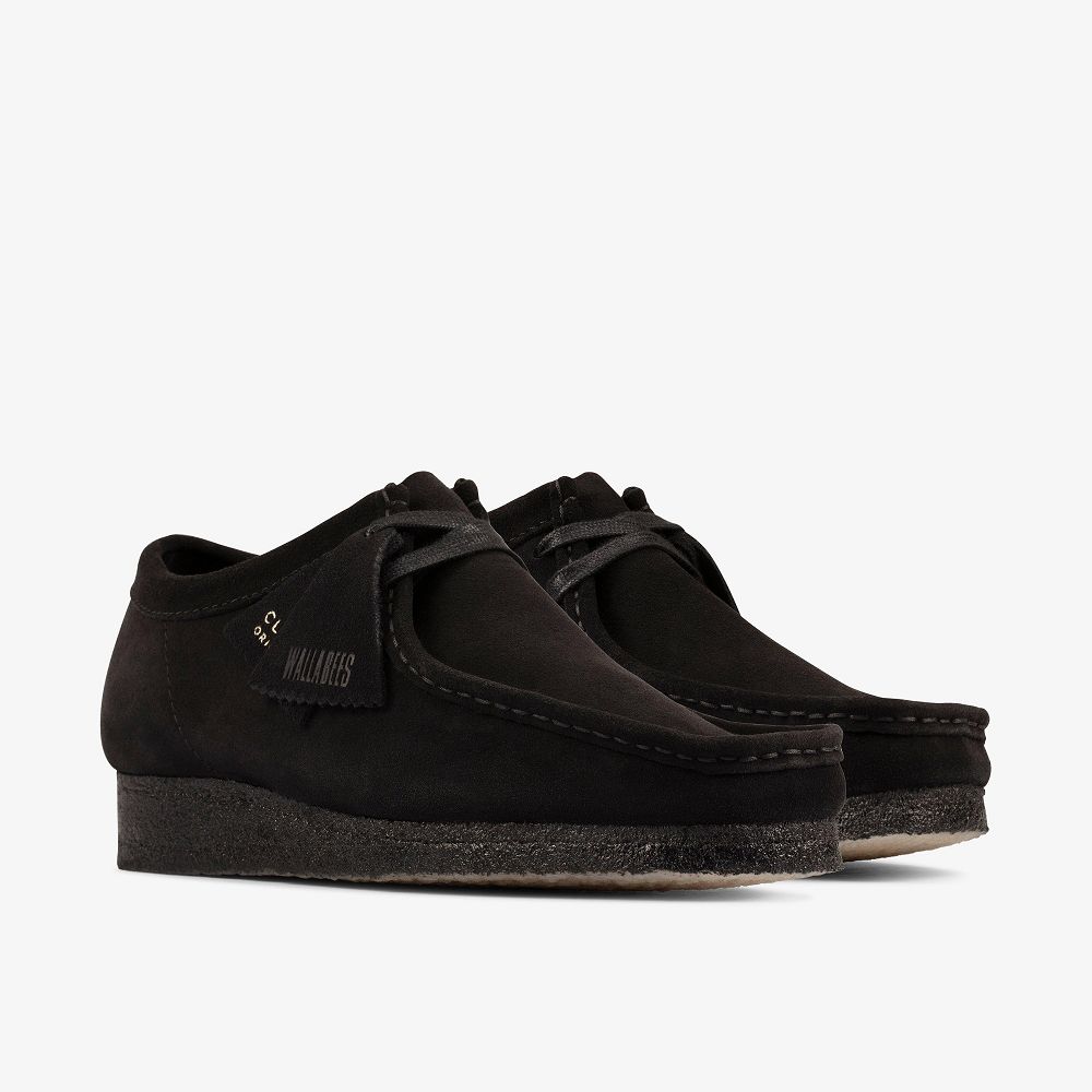 Black Suede Clarks Wallabee Women Loafers | 0543RNFTU