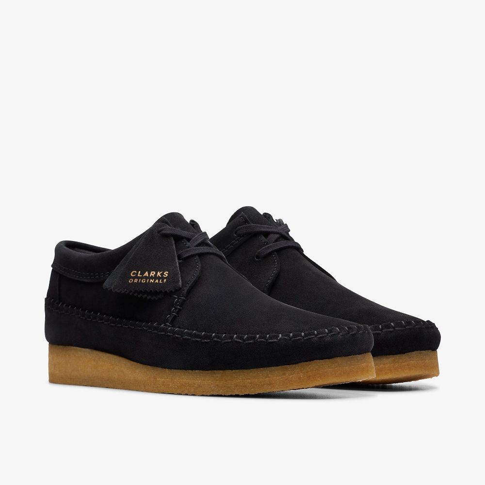 Black Suede Clarks Weaver Men Moccasins | 4982LBOAR