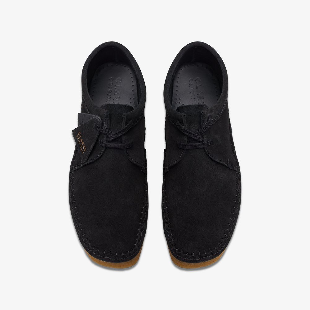 Black Suede Clarks Weaver Men Moccasins | 4982LBOAR