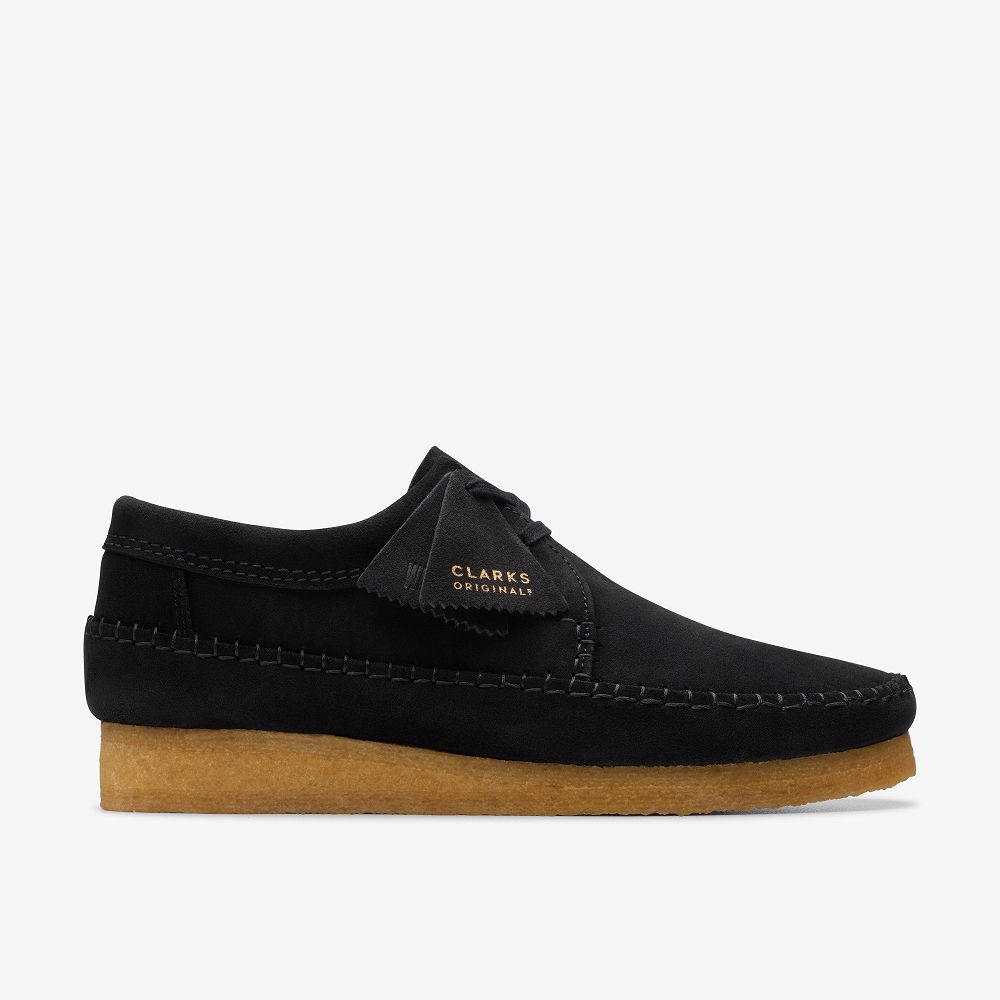 Black Suede Clarks Weaver Men Moccasins | 4982LBOAR