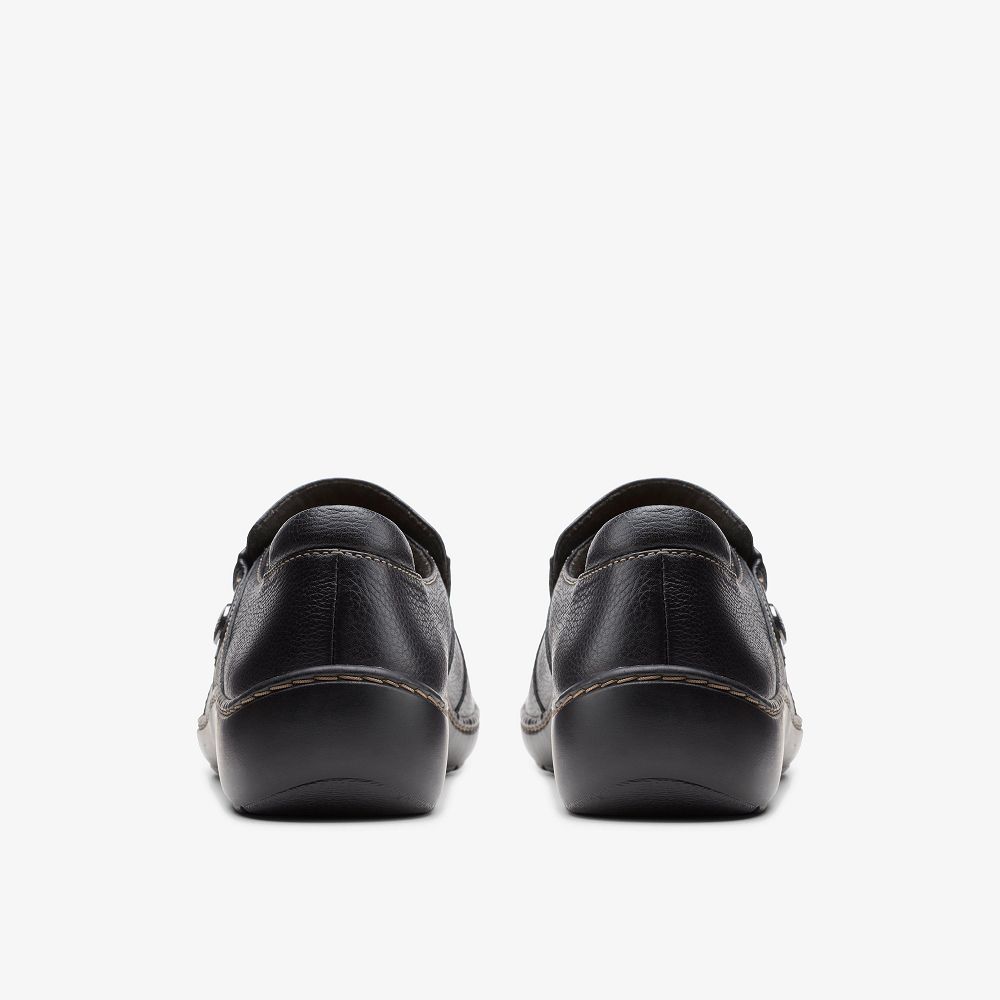 Black Tumbled Clarks Cora Poppy Women Slip-Ons | 7402RJAES