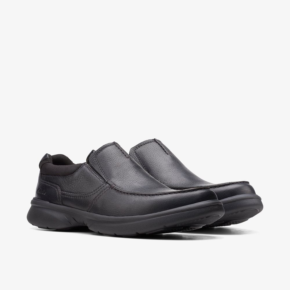 Black Tumbled Leather Clarks Bradley Free Men Loafers | 3486UJZTF