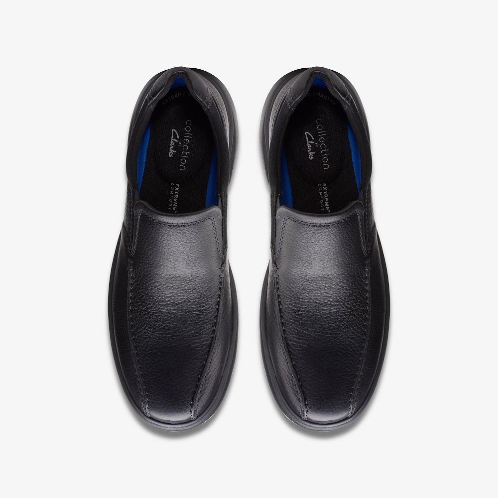 Black Tumbled Leather Clarks Bradley Step Men Loafers | 0378WXJVA