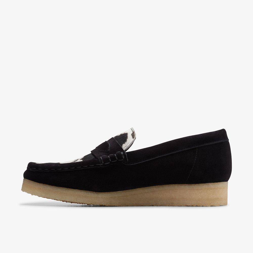 Black White Clarks Wallabee Loafer Women Loafers | 5679HBITD