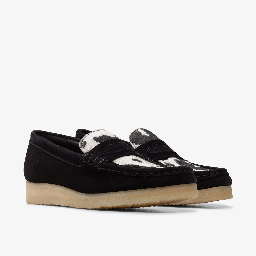 Black White Clarks Wallabee Loafer Women Loafers | 5679HBITD