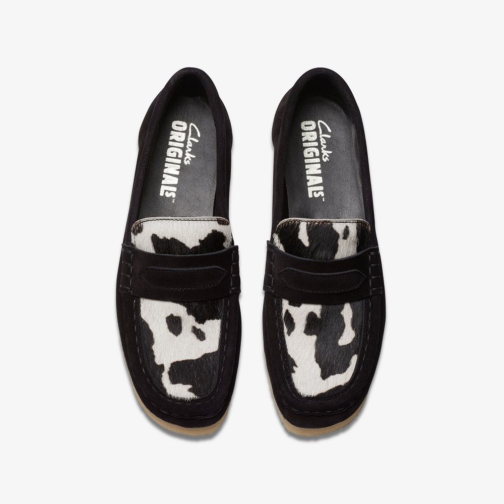 Black White Clarks Wallabee Loafer Women Loafers | 5679HBITD