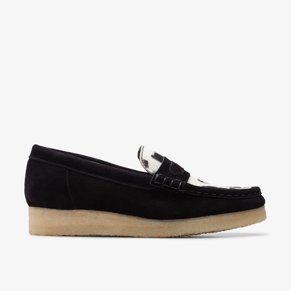 Black White Clarks Wallabee Loafer Women Loafers | 5679HBITD