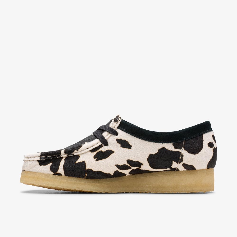 Black White Clarks Wallabee Women Loafers | 3802ZXTQU